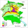 Mappa dell'accelerazione attesa tenendo conto della tipologia dei terreni