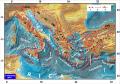 Schema cinematico del Mediterraneo centrale, riportato su una carta dei rilievi e dei fondali