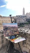 Turista tra i Sassi come un pittore